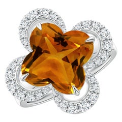 Anello di fidanzamento aureolato con citrino di Angara Nature certificato GIA da 4,04 carati in oro 14K