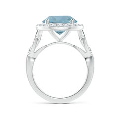 Angara Natural GIA Certified 4.08 ct Aquamarine Ring with Diamond in 14K Gold