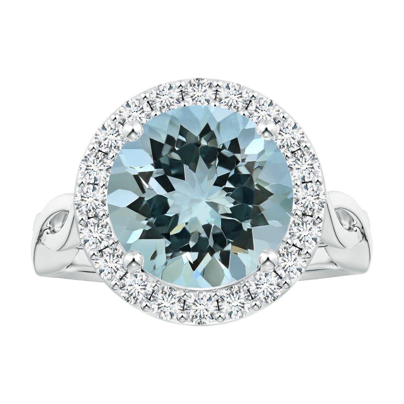 Angara Natural GIA zertifiziert 4,08 ct Aquamarin Ring mit Diamant in 14K Gold