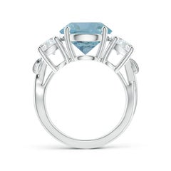 Angara natürlichen GIA zertifiziert 4,08 ct Aquamarin drei Stein Ring in 14K Gold