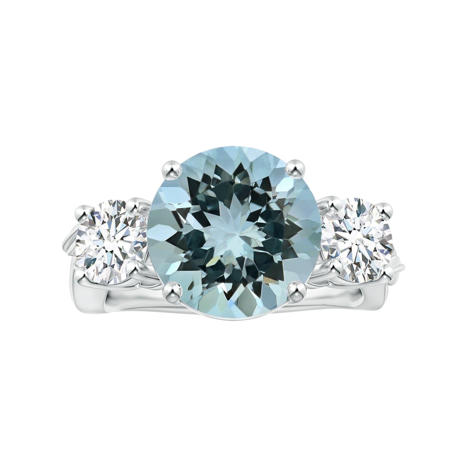 Angara natürlichen GIA zertifiziert 4,08 ct Aquamarin drei Stein Ring in 14K Gold