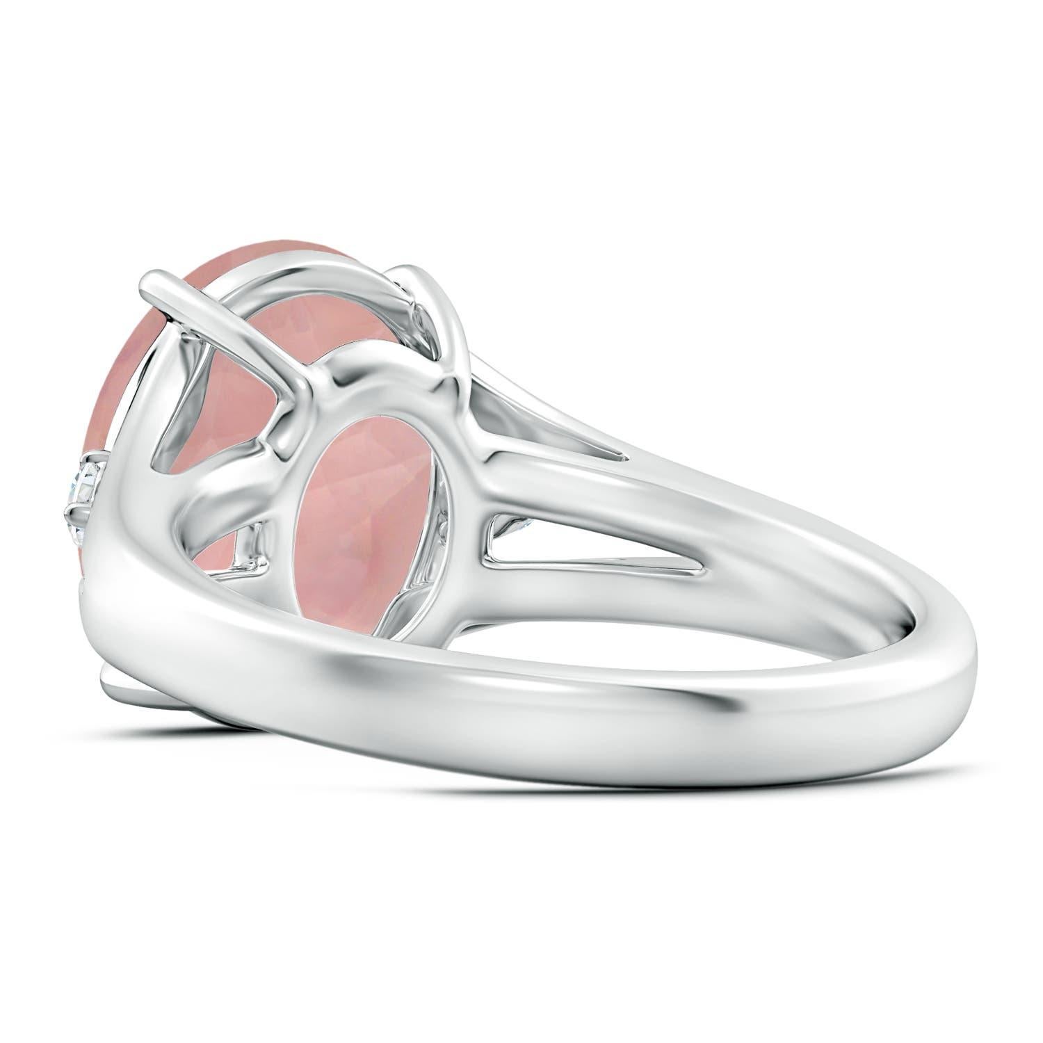 Taille ovale Angara Bague en or 14K en quartz rose naturel certifié GIA de 4,31 ct avec diamant en vente