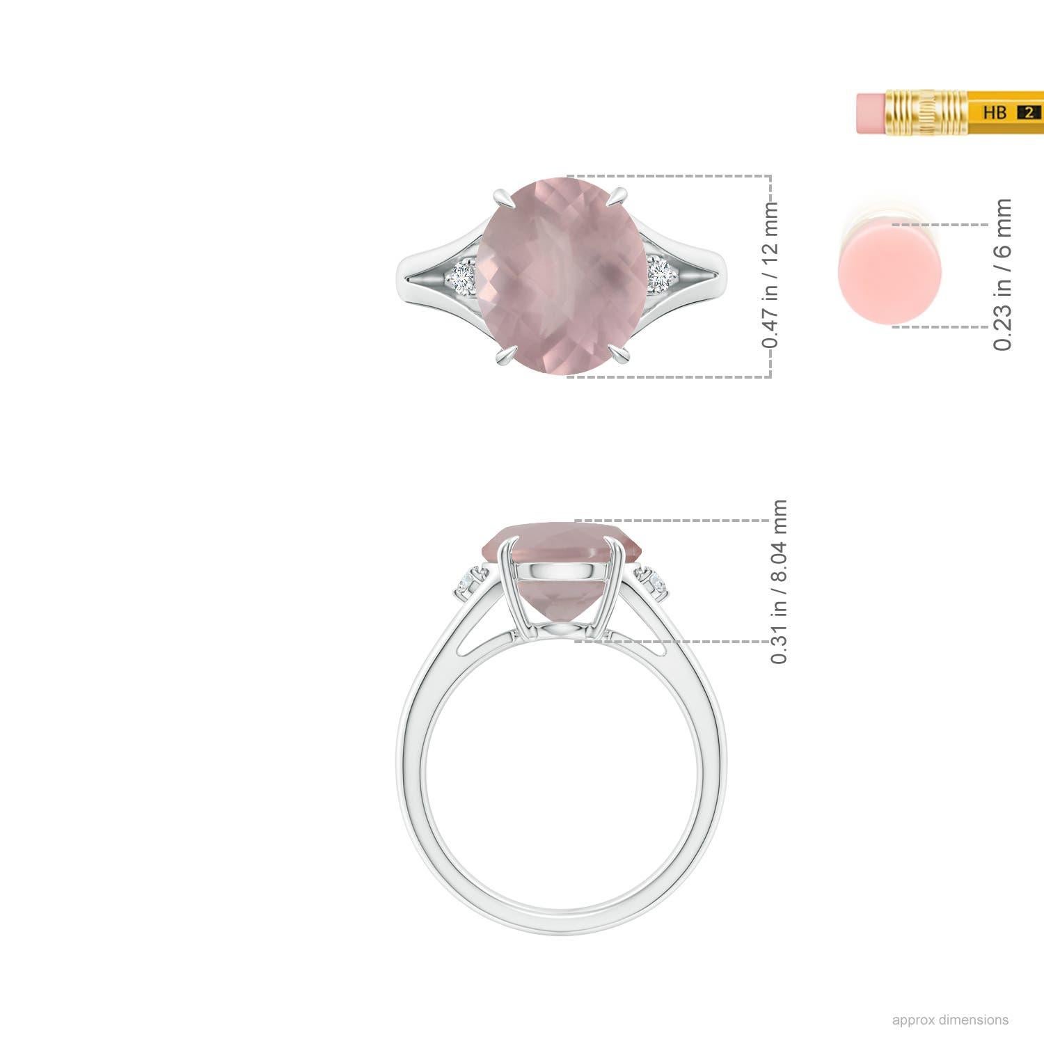 Angara Bague en or 14K en quartz rose naturel certifié GIA de 4,31 ct avec diamant Pour femmes en vente