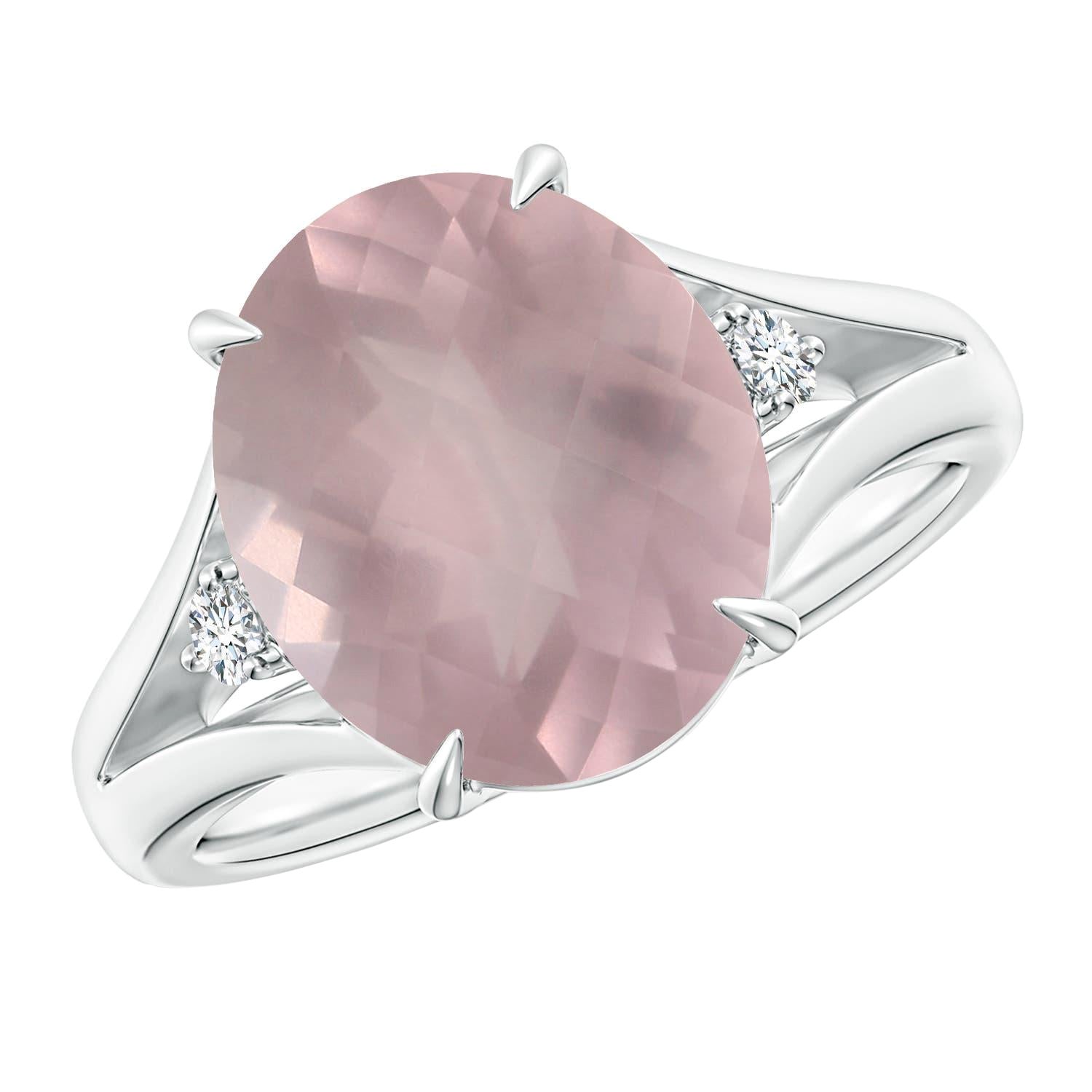 Angara Bague en or 14K en quartz rose naturel certifié GIA de 4,31 ct avec diamant