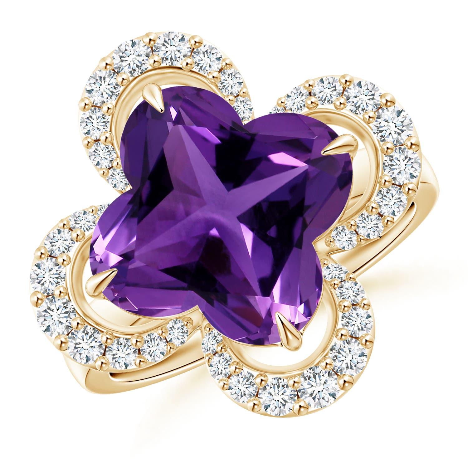 Anello di fidanzamento aureolato con ametista di Angara Nature certificata GIA da 4,6 carati in oro 14K in vendita 5