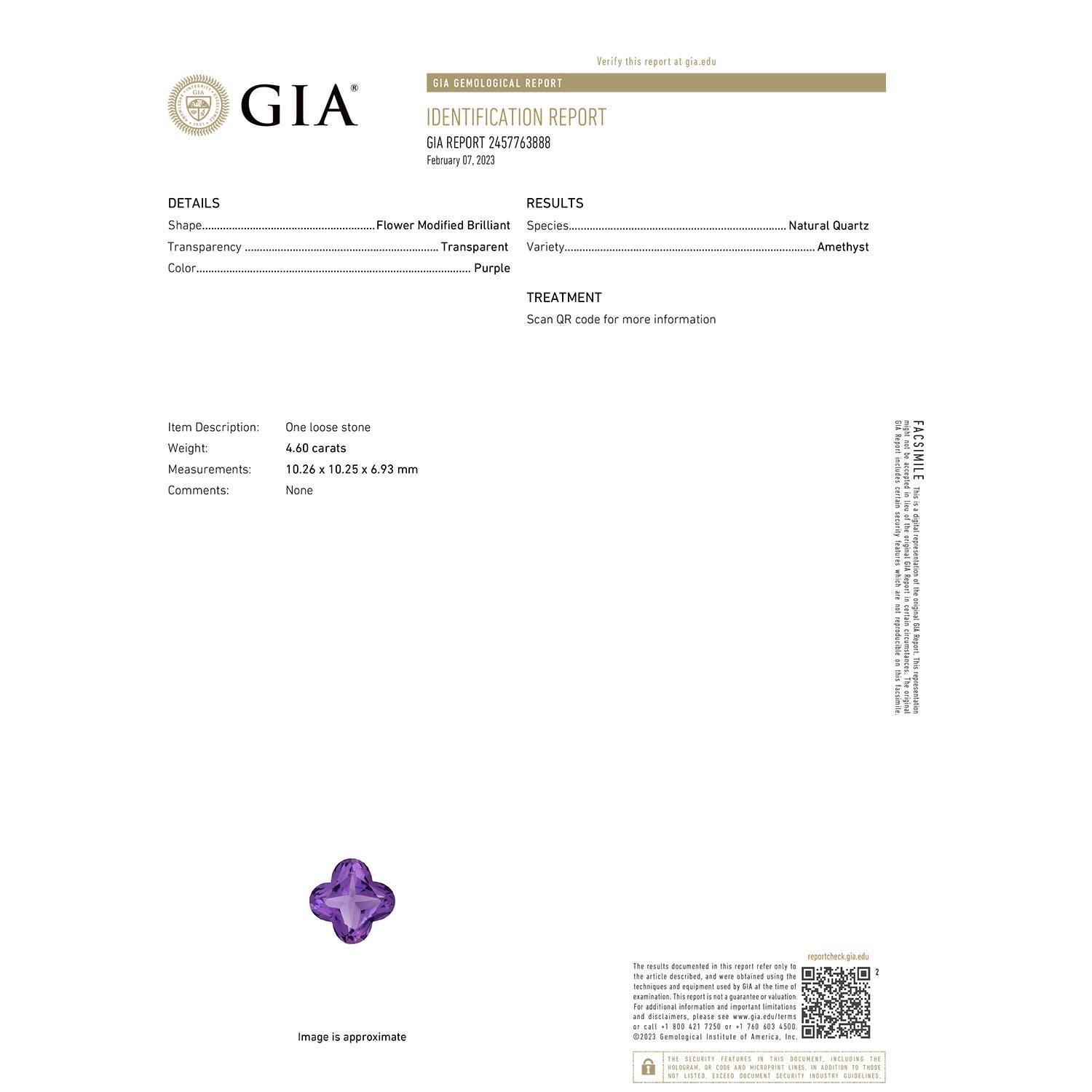 Moderno Anello di fidanzamento aureolato con ametista di Angara Nature certificata GIA da 4,6 carati in oro 14K in vendita