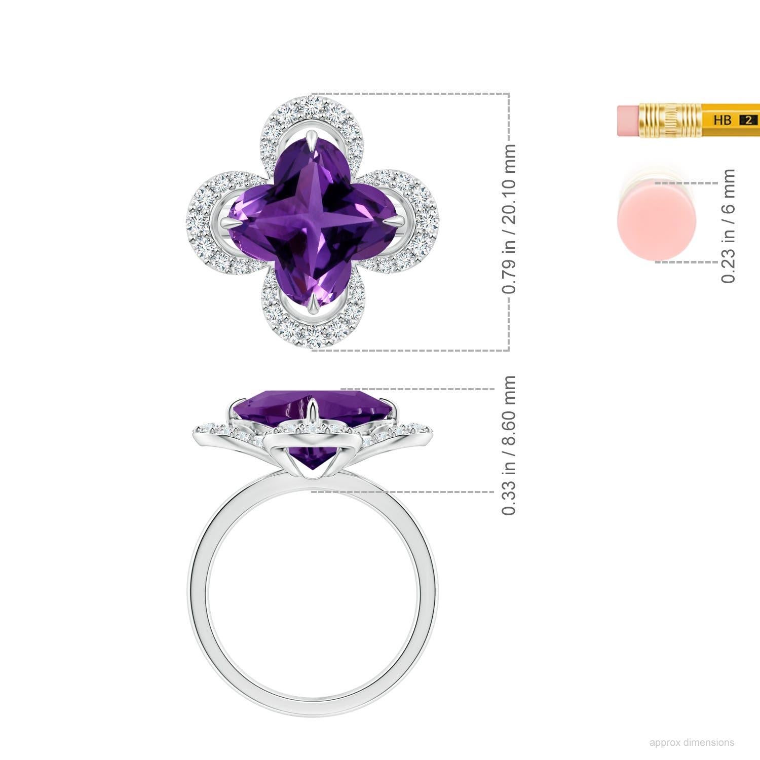 Anello di fidanzamento aureolato con ametista di Angara Nature certificata GIA da 4,6 carati in oro 14K in vendita 2