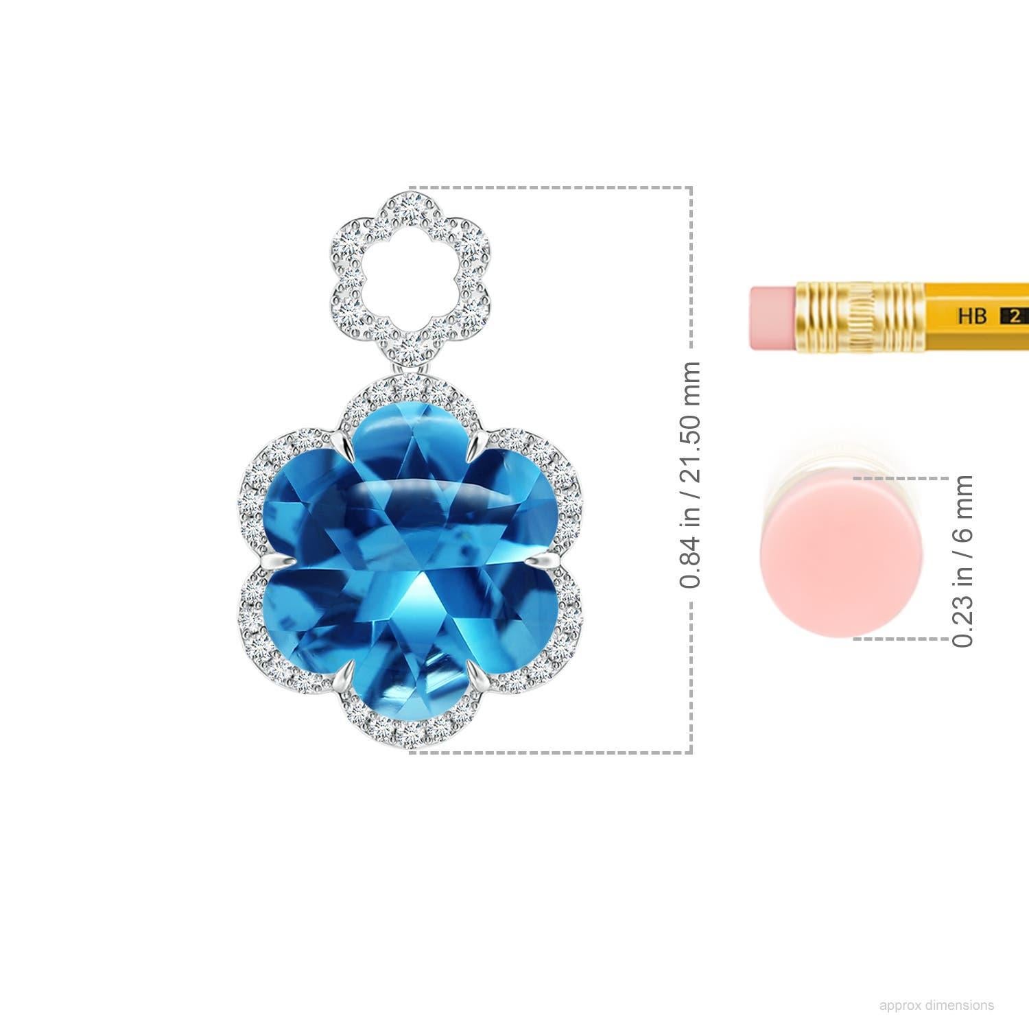Angara Colgante Flor de Topacio Azul Suizo Natural Certificado GIA de 4,6 ct en Oro de 14K en Nuevo estado para la venta en Los Angeles, CA
