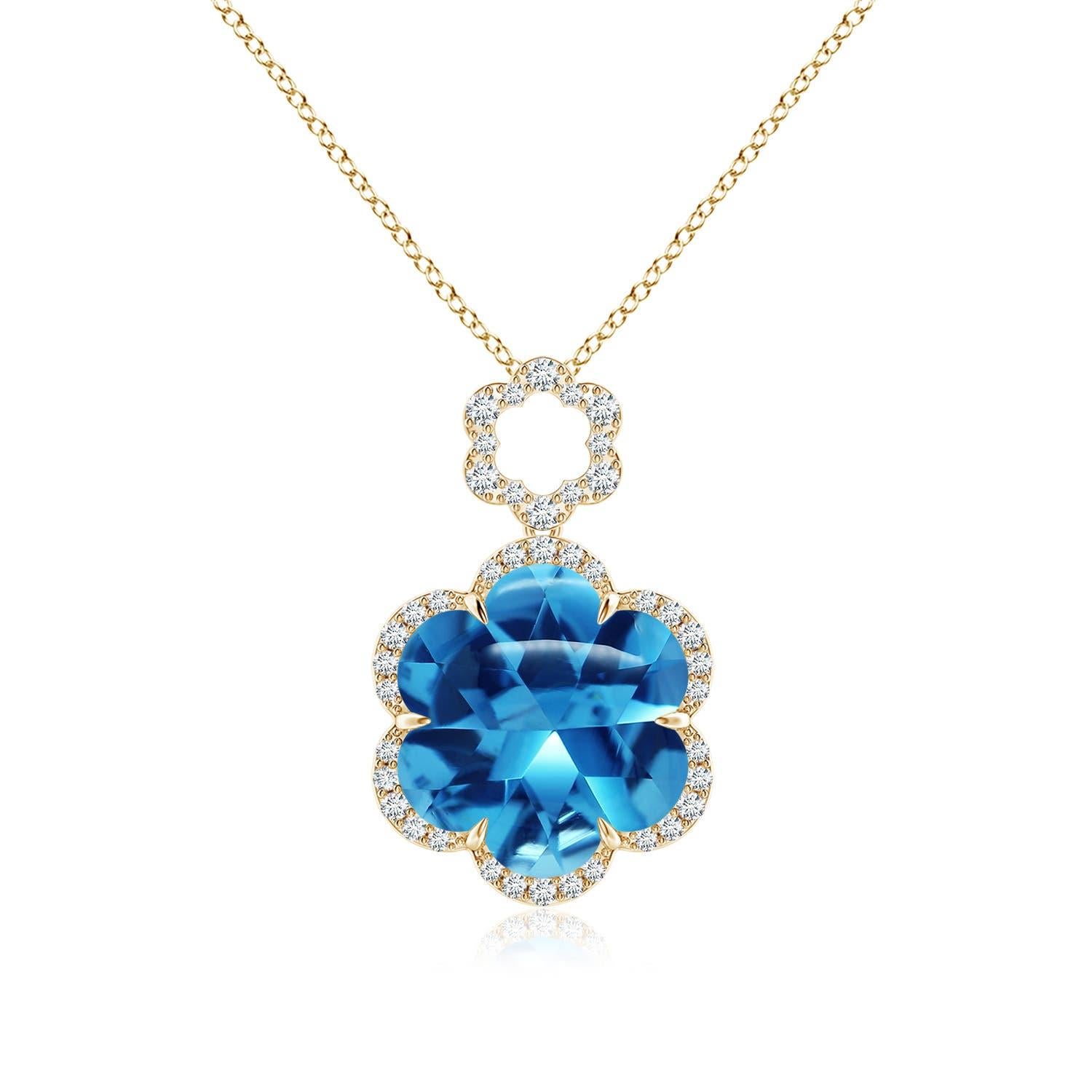Angara Colgante Flor de Topacio Azul Suizo Natural Certificado GIA de 4,6 ct en Oro de 14K en venta 3