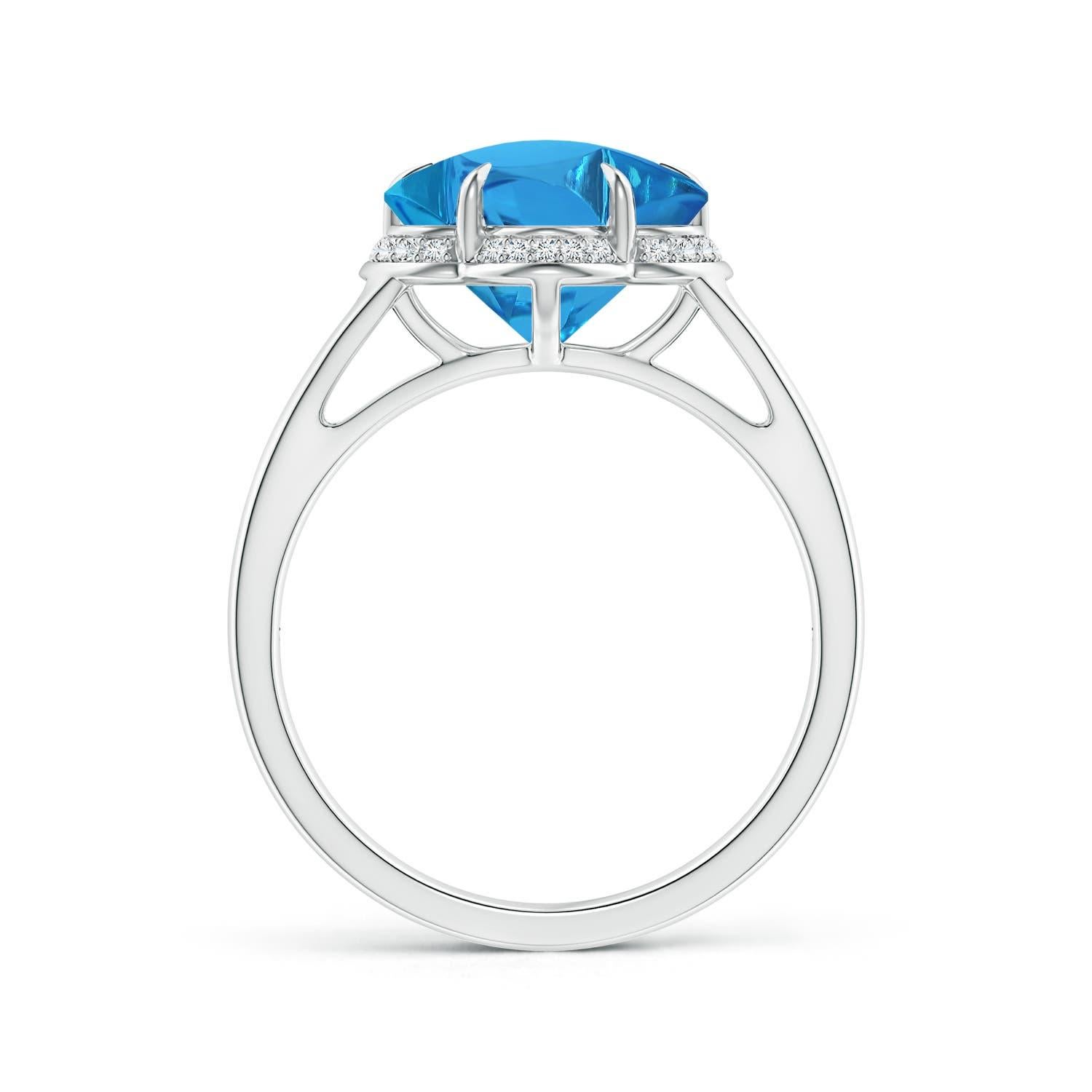 Taille mixte Angara Bague fleur en or 14K avec topaze bleue suisse certifiée GIA de 4,6 ct Naturel en vente