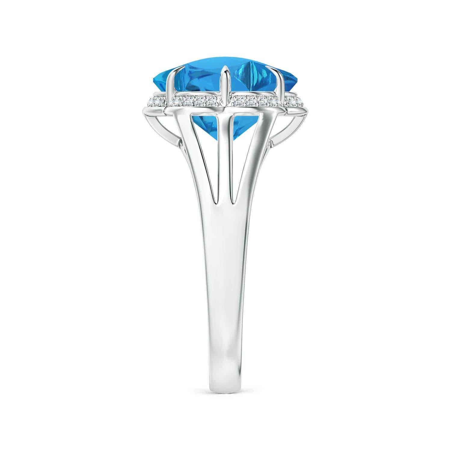 Angara Bague fleur en or 14K avec topaze bleue suisse certifiée GIA de 4,6 ct Naturel Neuf - En vente à Los Angeles, CA