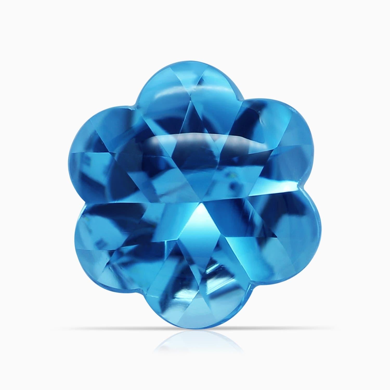 Angara Bague fleur en or 14K avec topaze bleue suisse certifiée GIA de 4,6 ct Naturel en vente 3