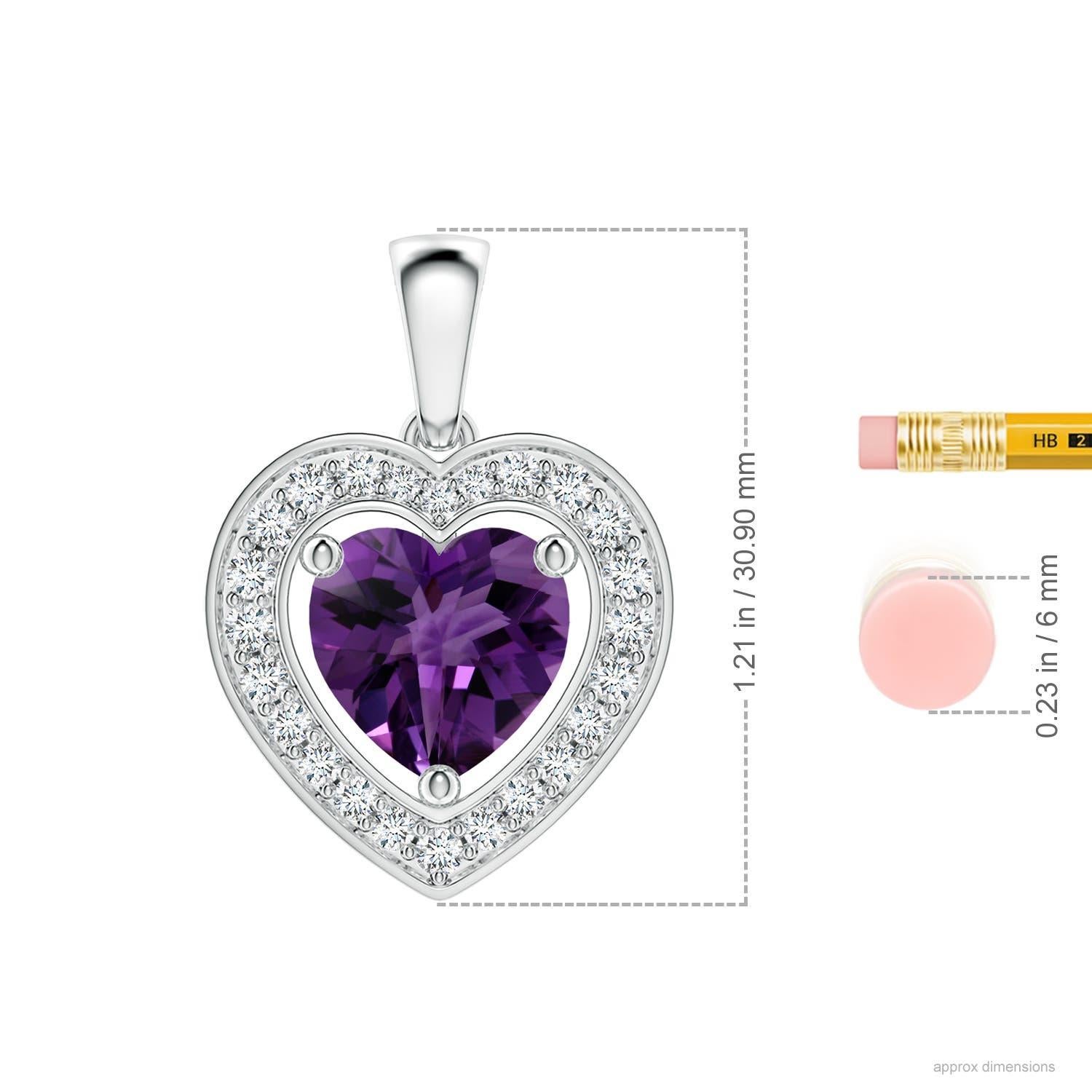 Ciondolo a forma di cuore con ametista e diamante in oro 14K di Angara Nature certificato GIA da 4,66 ct. In condizioni Nuovo in vendita a Los Angeles, CA