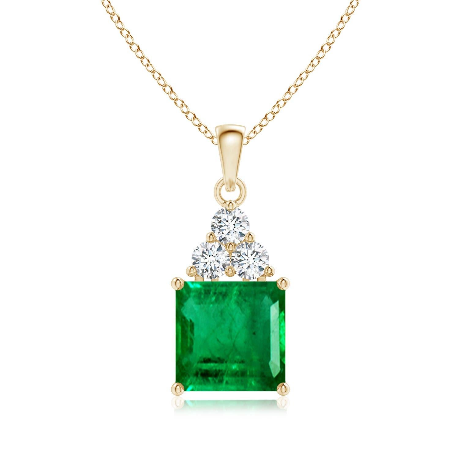 Angara Nature certifié GIA 4.79ct Emeraude Solitaire Pendentif Diamant 14K Gold en vente 2