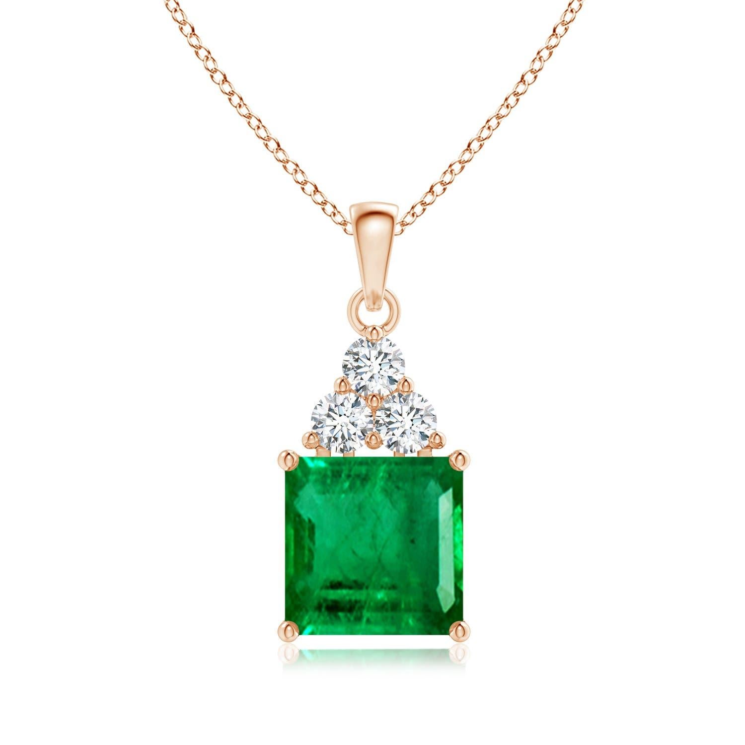 Angara Nature certifié GIA 4.79ct Emeraude Solitaire Pendentif Diamant 14K Gold en vente 3