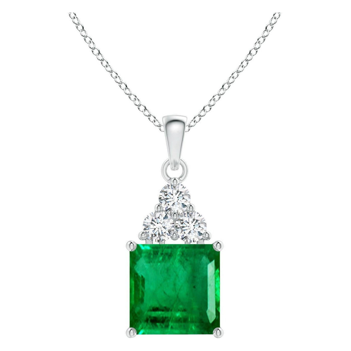 Angara Nature certificato GIA 4,79 smeraldo solitario ciondolo diamante oro 14K