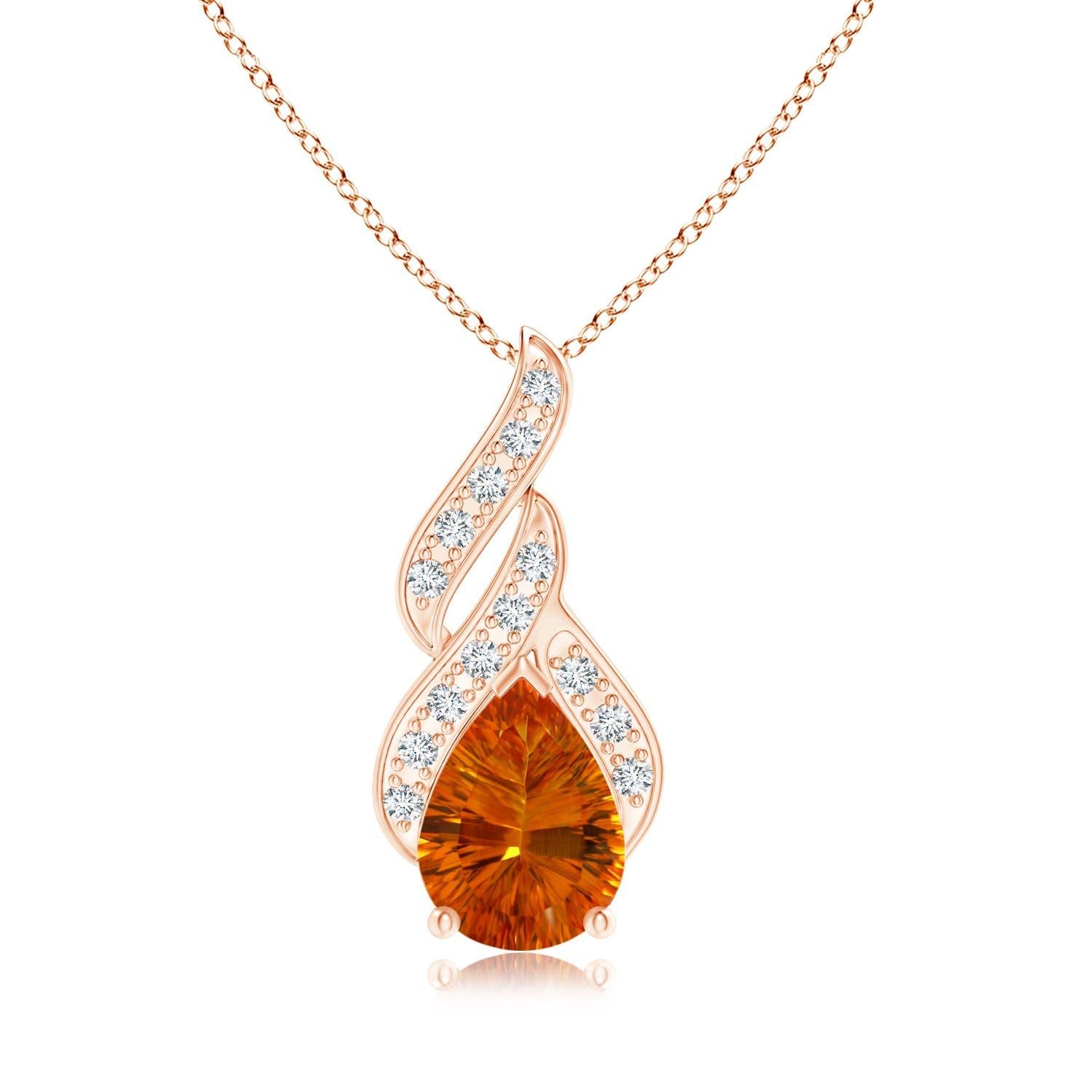 Angara Natural GIA zertifiziert 5,13 ct Citrin Teardrop Anhänger in 14K Solid Gold im Angebot 3