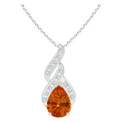 Angara Colgante de lágrima de citrino natural certificado GIA de 5,13 ct en oro macizo de 14 quilates