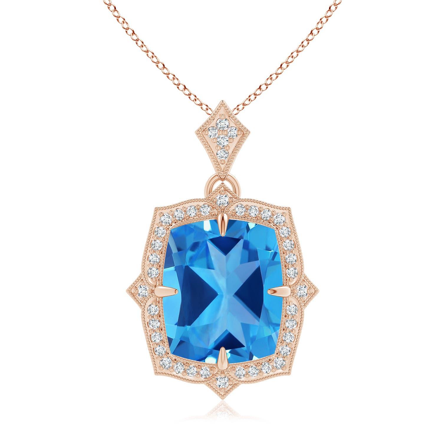 Angara Pendentif en or massif 14K avec topaze bleue suisse certifiée GIA de 5,41 ct Naturel en vente 4