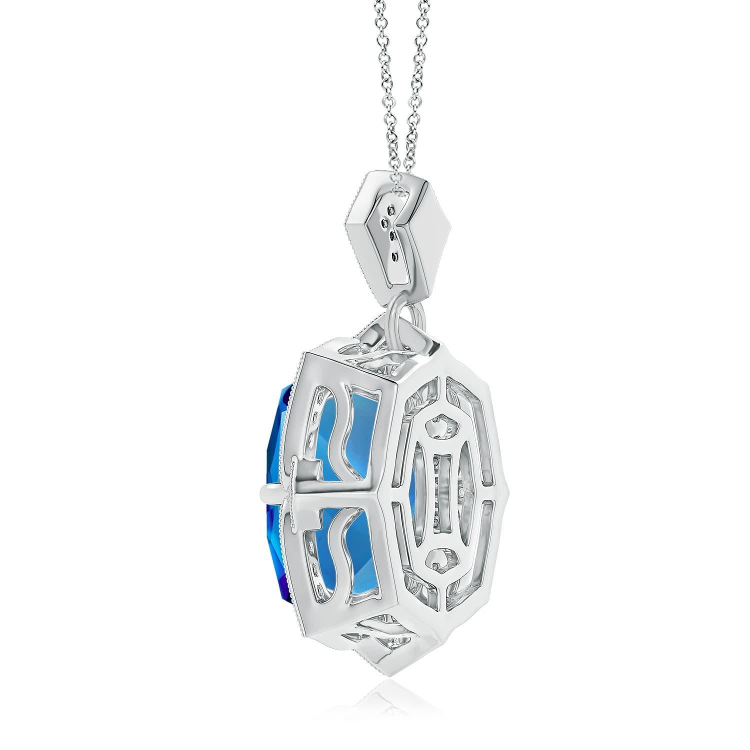 Taille coussin Angara Pendentif en or massif 14K avec topaze bleue suisse certifiée GIA de 5,41 ct Naturel en vente