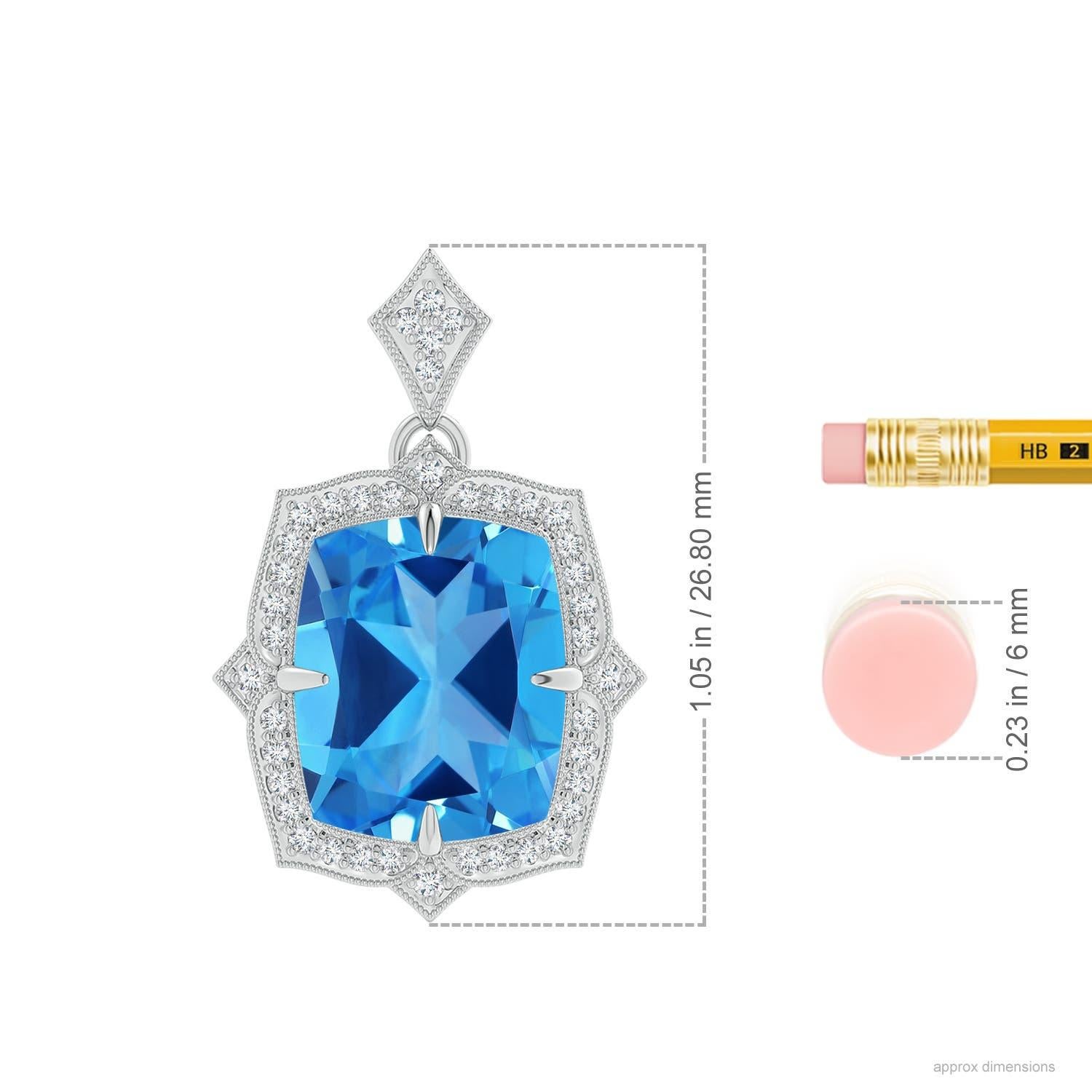 Angara Pendentif en or massif 14K avec topaze bleue suisse certifiée GIA de 5,41 ct Naturel Pour femmes en vente