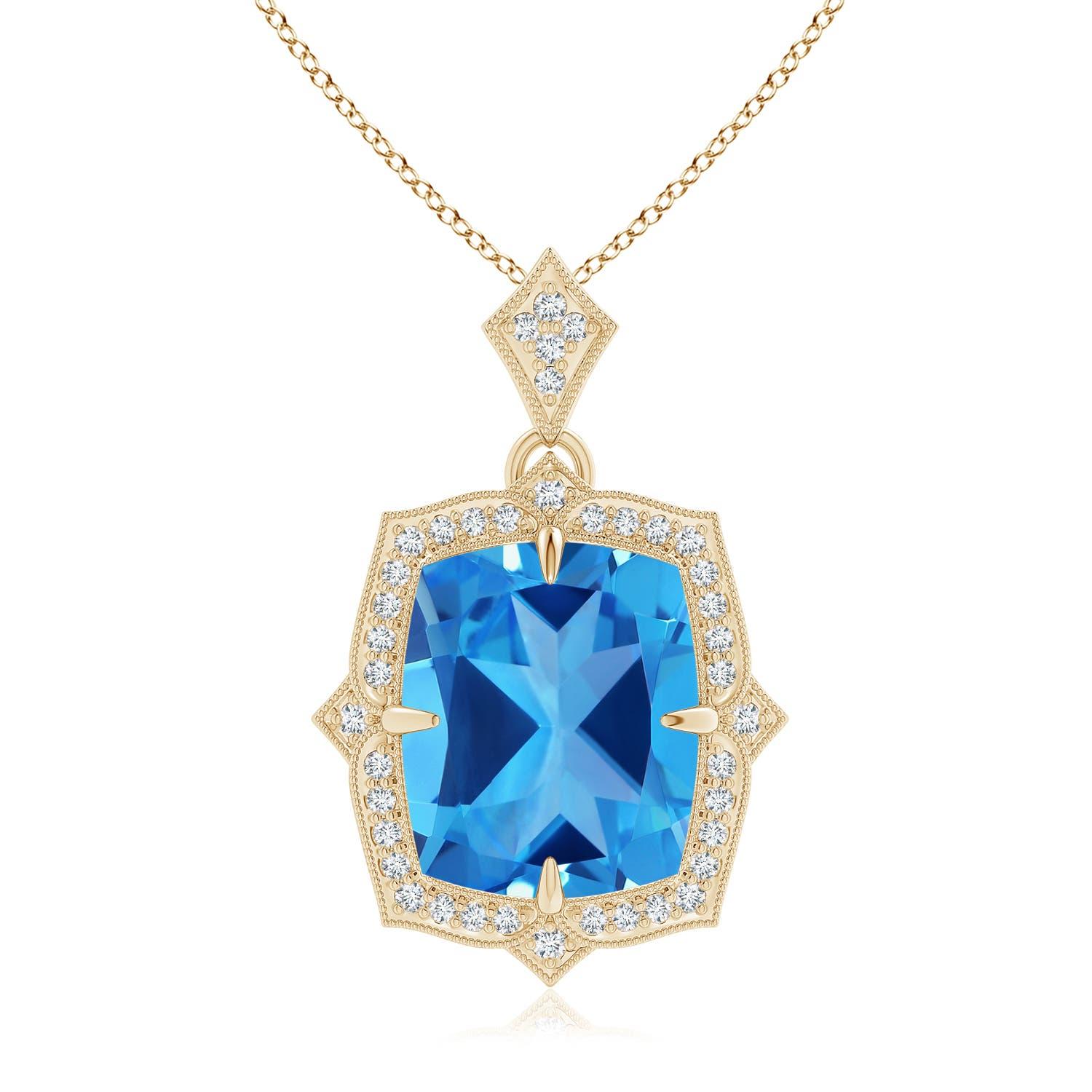Angara Pendentif en or massif 14K avec topaze bleue suisse certifiée GIA de 5,41 ct Naturel en vente 3