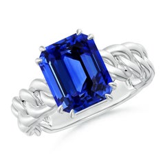 Angara Natural GIA Certified 5.55 ct Blue Sapphire Solitaire Ring in 14K Gold