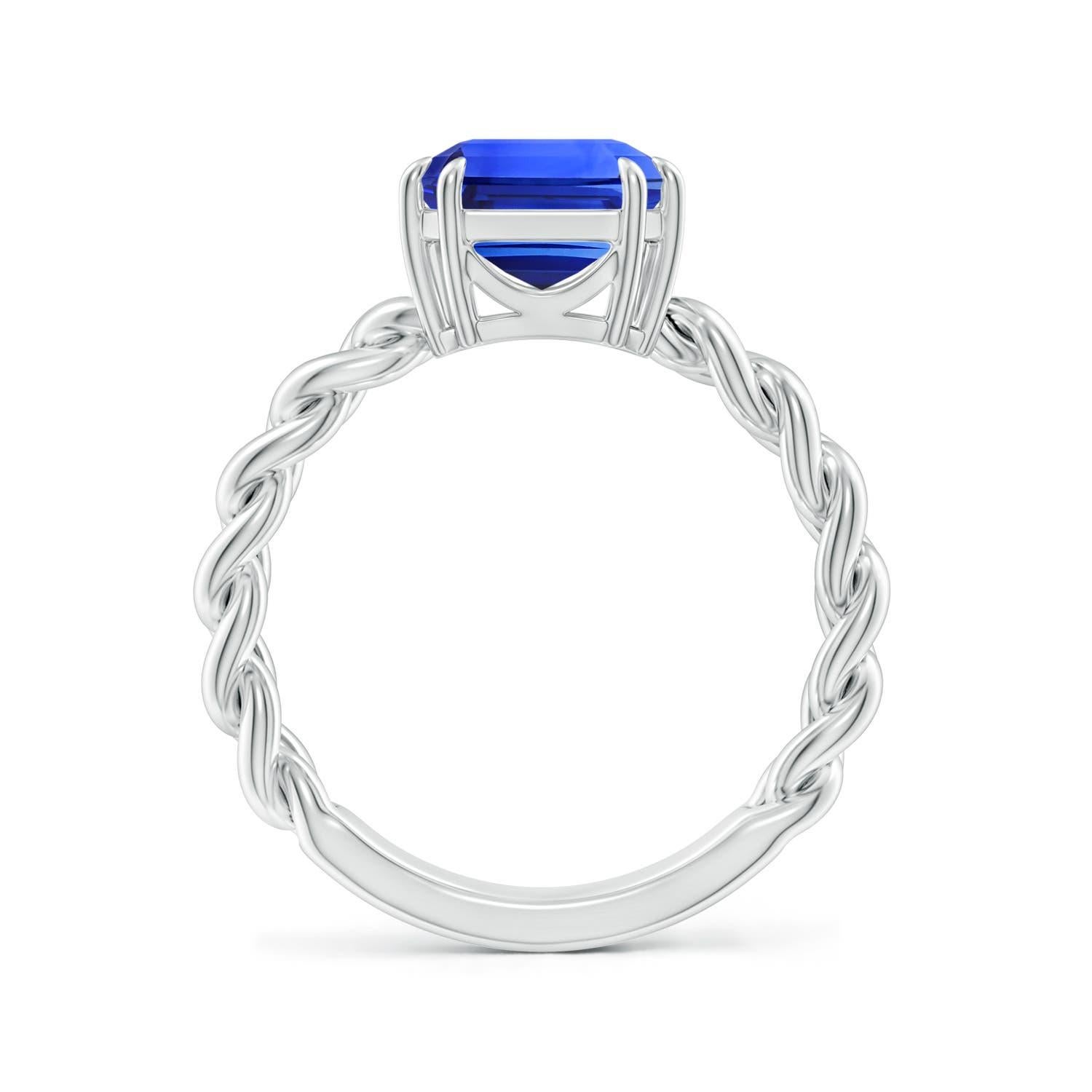 Angara Natural GIA zertifiziert 5,55 ct blauer Saphir Solitär Ring in 14K Gold (Smaragdschliff) im Angebot