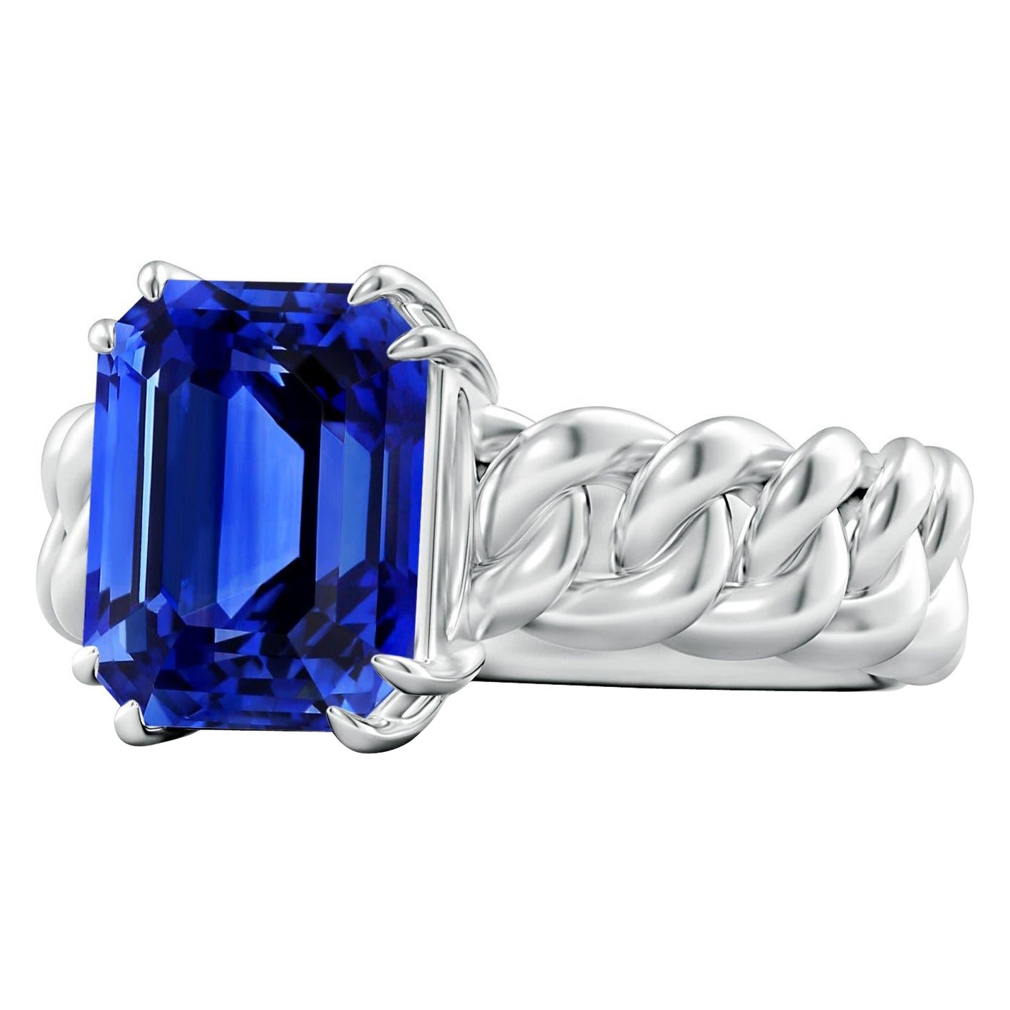 Angara Natural GIA zertifiziert 5,55 ct blauer Saphir Solitär Ring in 14K Gold im Angebot