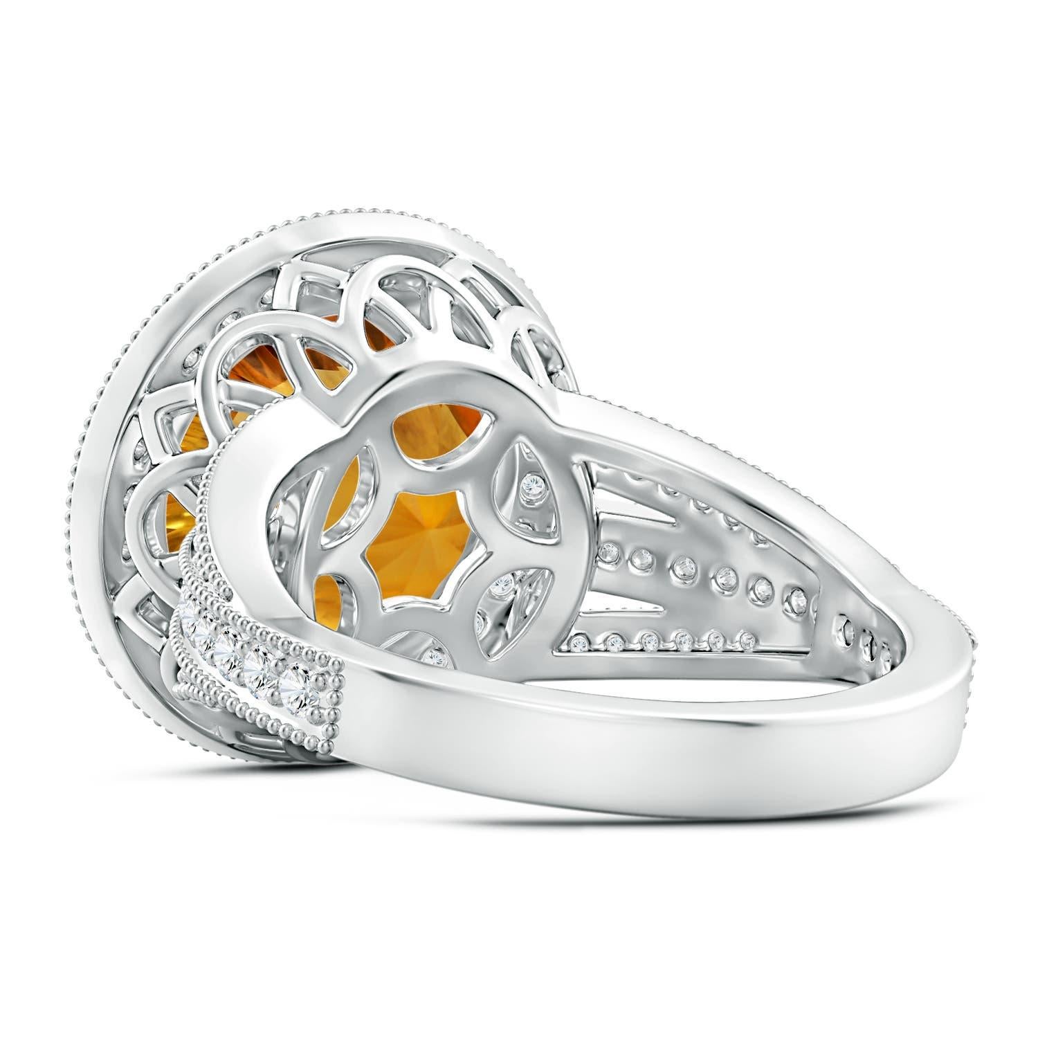 Taglio rotondo Anello con Citrino e Diamante al Caffè d'Angara Nature certificato GIA da 5,77ct in oro 14K in vendita