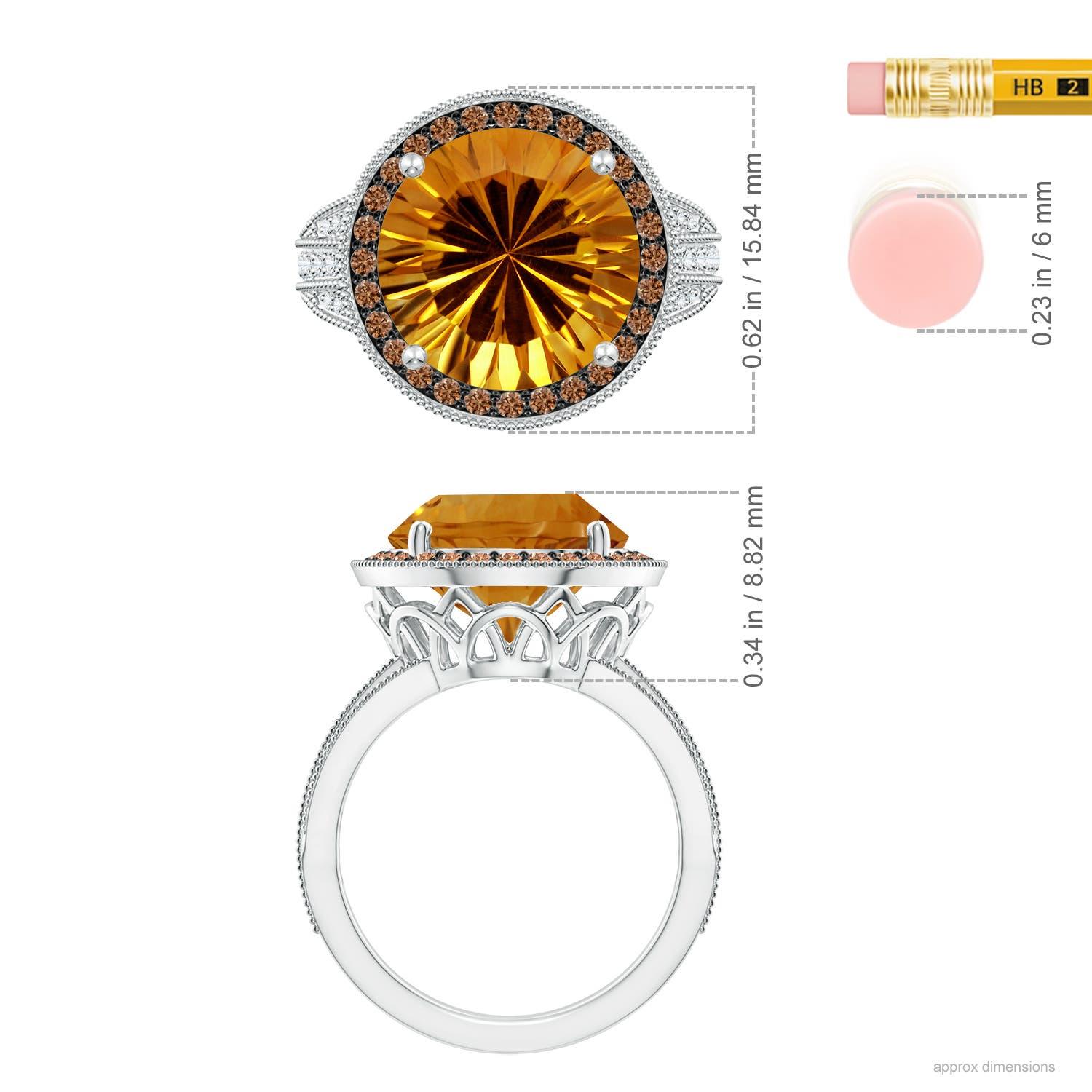 Donna Anello con Citrino e Diamante al Caffè d'Angara Nature certificato GIA da 5,77ct in oro 14K in vendita