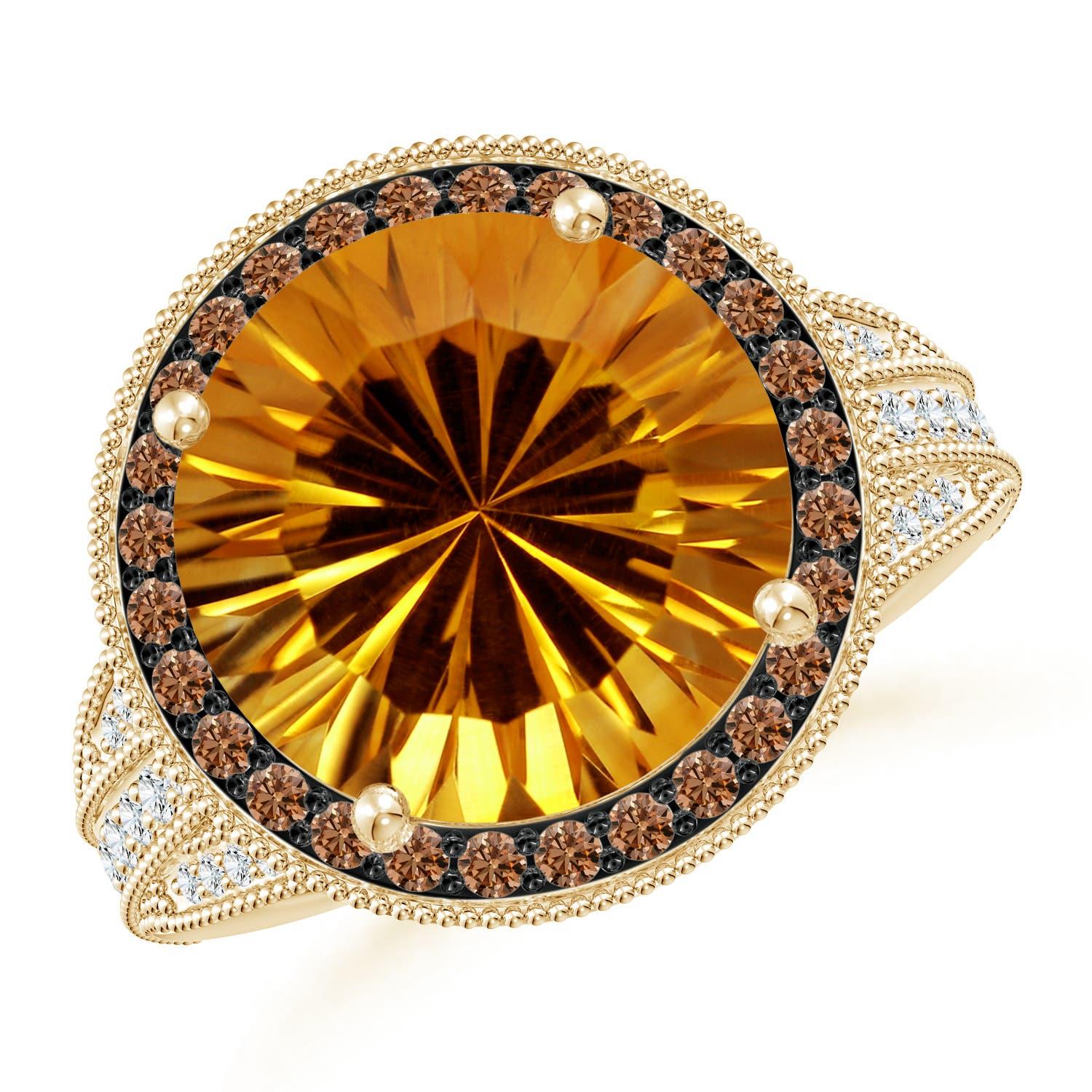 Anello con Citrino e Diamante al Caffè d'Angara Nature certificato GIA da 5,77ct in oro 14K in vendita 3