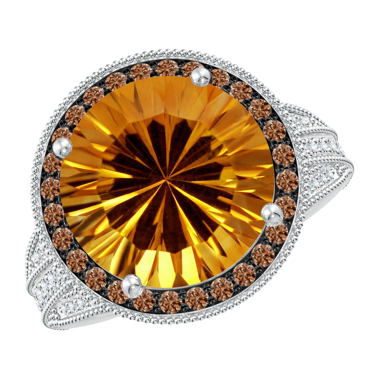 Anello con Citrino e Diamante al Caffè d'Angara Nature certificato GIA da 5,77ct in oro 14K in vendita