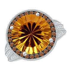 Angara Natural GIA Certified 5.77ct Citrine Ring & Coffee Diamond Ring 14K Gold