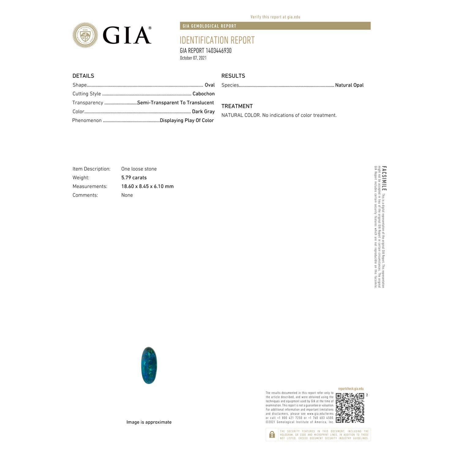 Moderno Anello con opale nero di Angara, certificato GIA, da 5,79 carati, con motivi a foglia in oro 14K in vendita