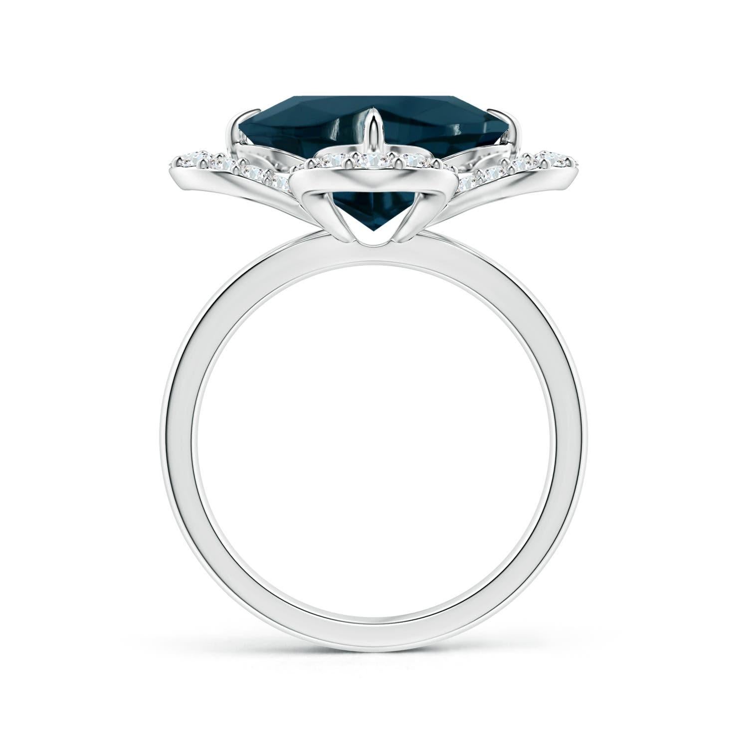 Moderne Bague de fiançailles Angara Nature certifiée GIA 5,96 ct London Blue Topaz Or 14K en vente