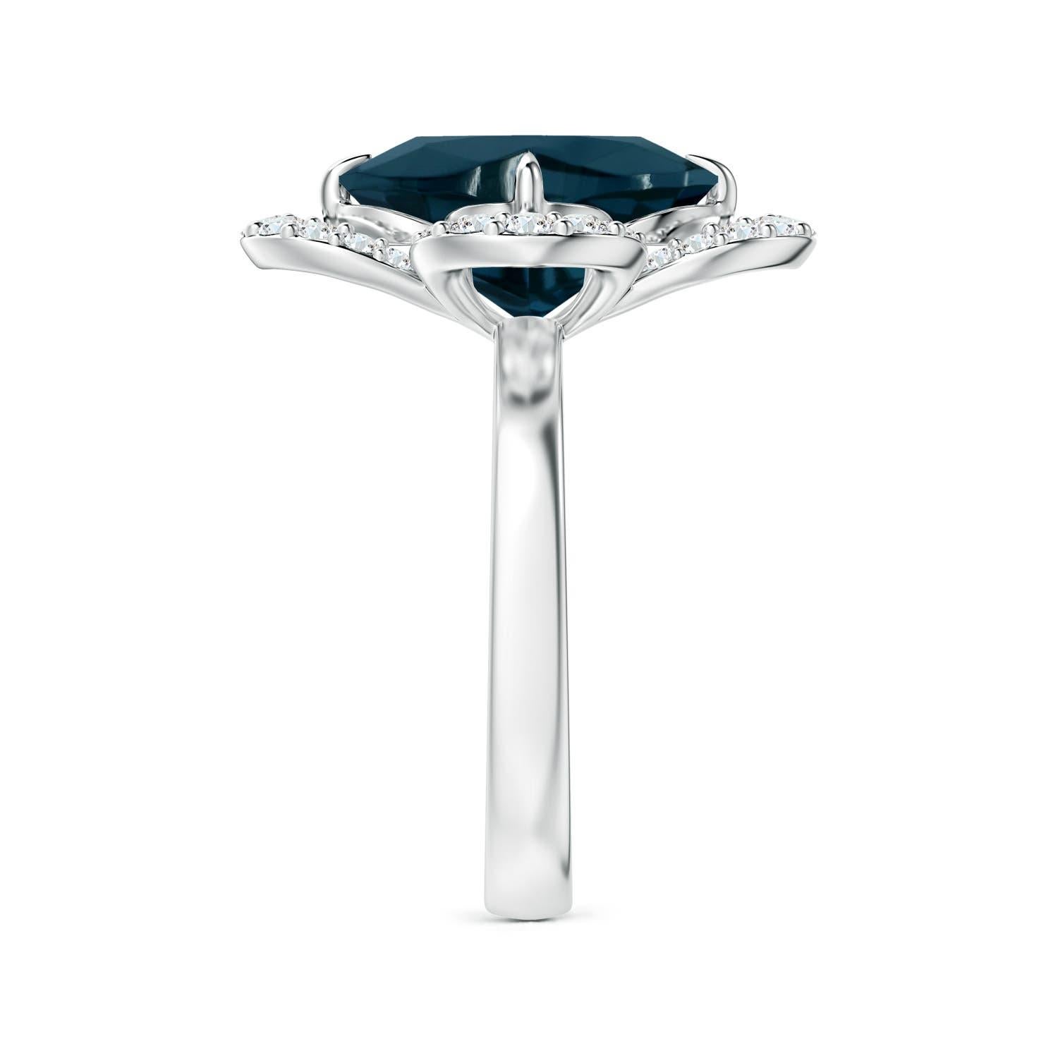 Taille mixte Bague de fiançailles Angara Nature certifiée GIA 5,96 ct London Blue Topaz Or 14K en vente