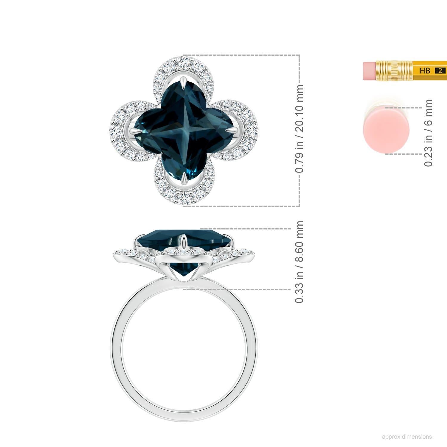 Bague de fiançailles Angara Nature certifiée GIA 5,96 ct London Blue Topaz Or 14K en vente 1