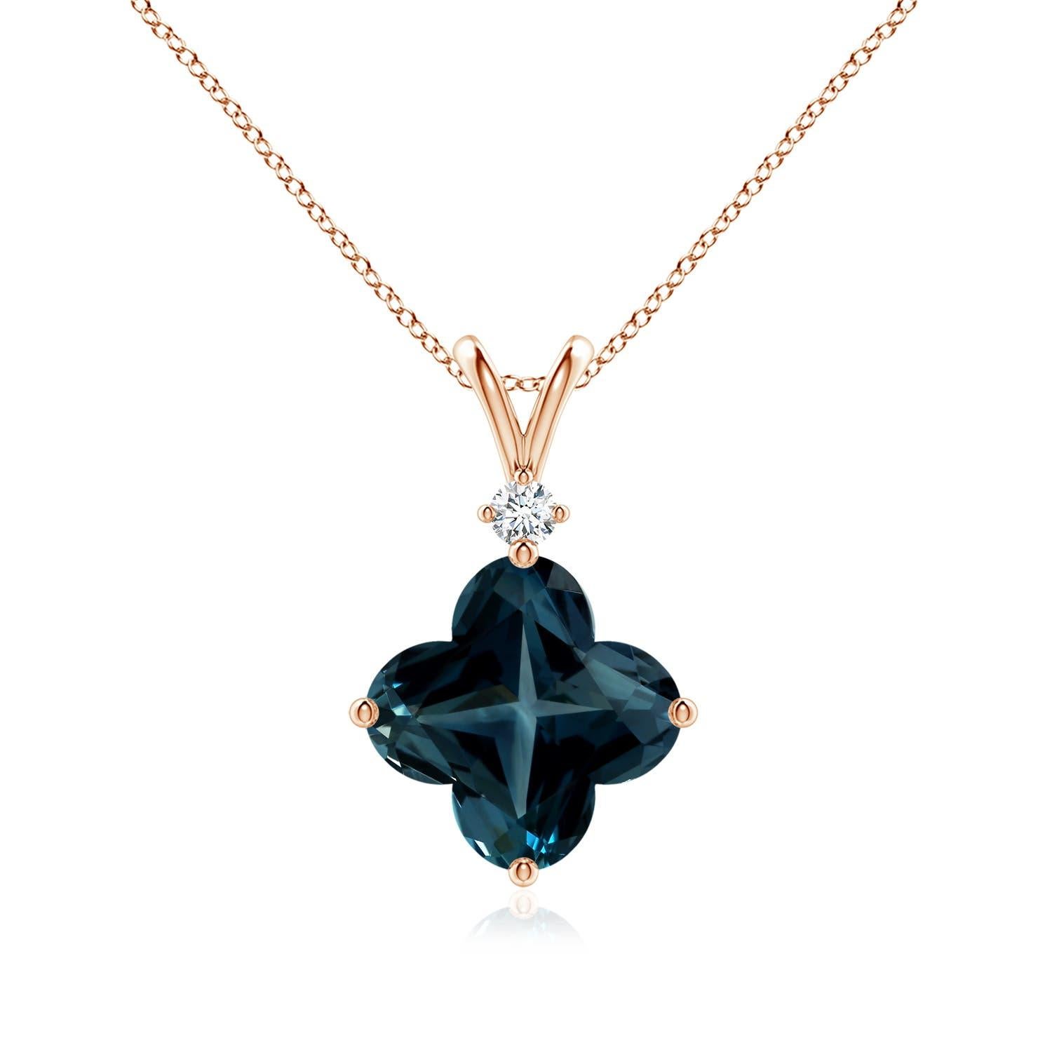 Colgante de topacio azul de Londres de 5,96 ct, natural, certificado por el GIA, en oro macizo de 14 quilates en venta 4