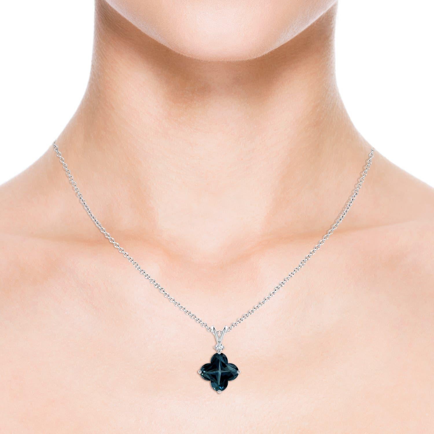 De las mujeres Colgante de topacio azul de Londres de 5,96 ct, natural, certificado por el GIA, en oro macizo de 14 quilates en venta