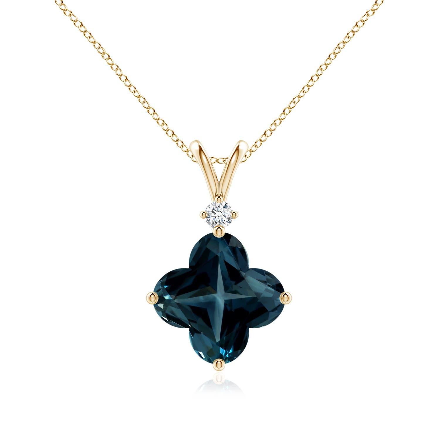 Colgante de topacio azul de Londres de 5,96 ct, natural, certificado por el GIA, en oro macizo de 14 quilates en venta 3