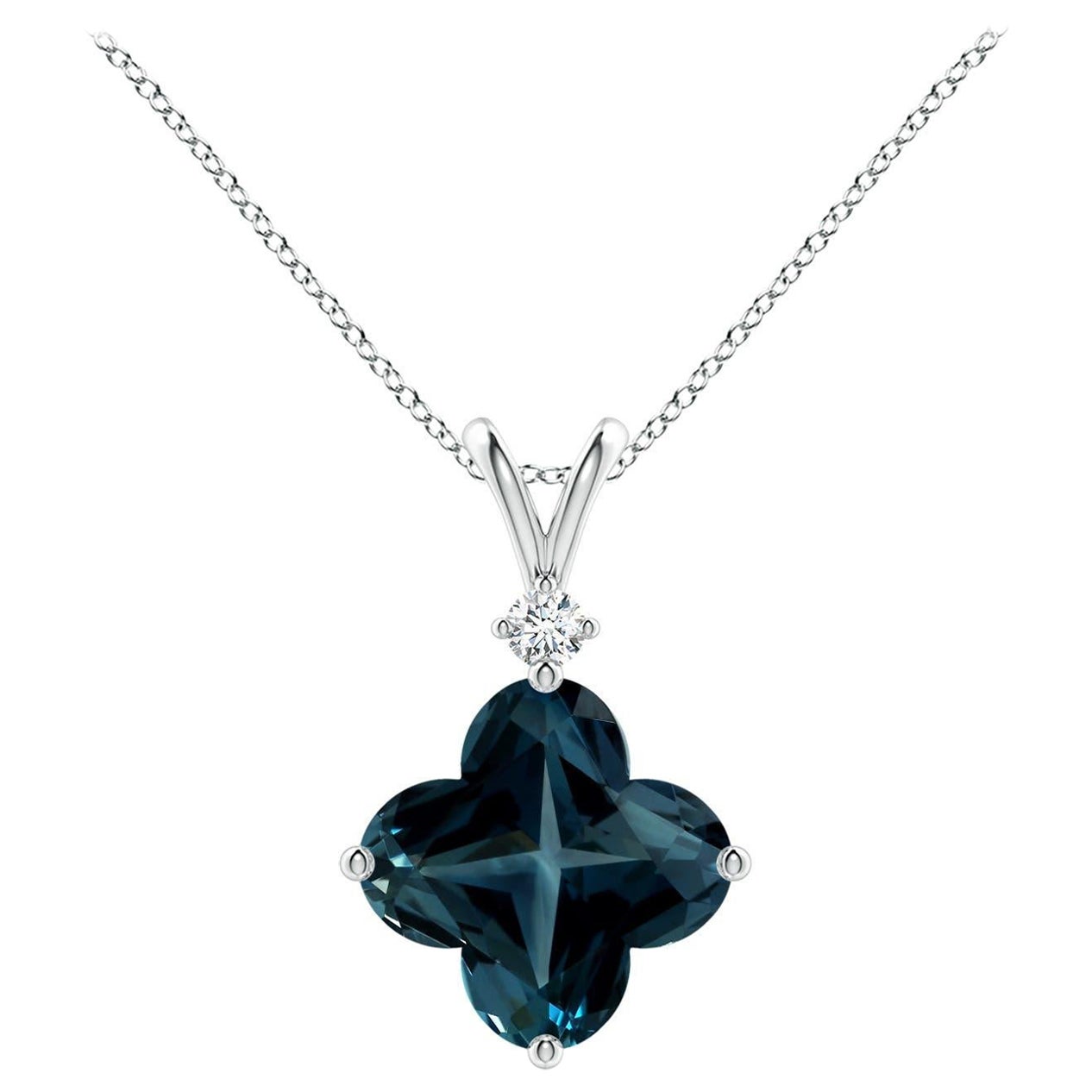 Angara Pendentif en or massif 14K avec topaze bleue de Londres certifiée GIA 5,96 ct Naturel