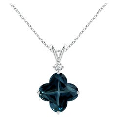 Angara Natural GIA Certified 5.96 ct London Blue Topaz Pendant in 14K Solid Gold