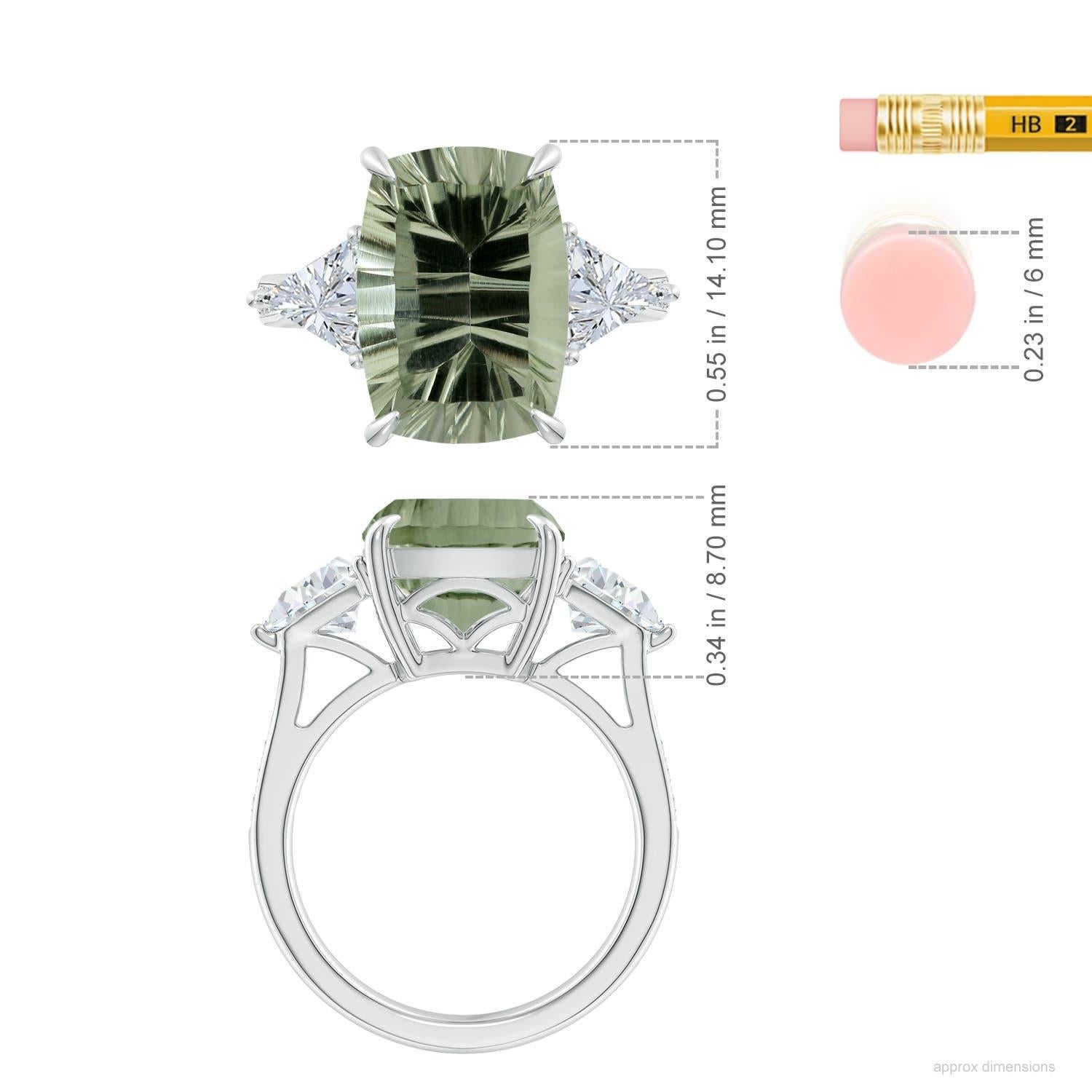 Angara Bague à trois pierres en or 14 carats avec améthyste verte certifiée GIA 5,99 ct Pour femmes en vente