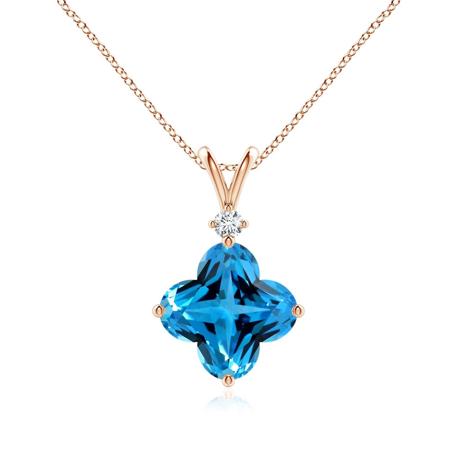 Angara Pendentif en or massif 14K avec topaze bleue suisse certifiée GIA 5.99 ct Naturel en vente 4