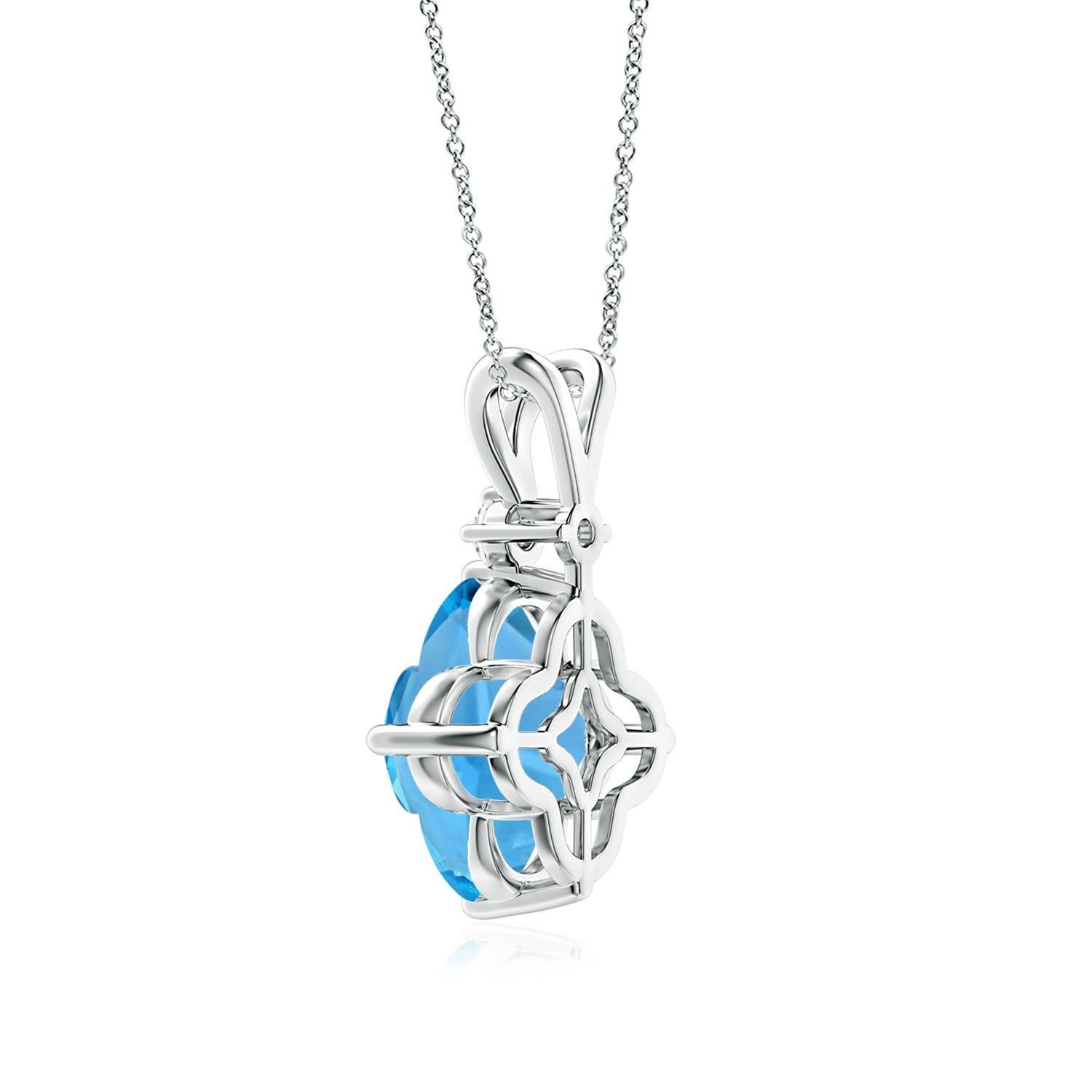 Taille mixte Angara Pendentif en or massif 14K avec topaze bleue suisse certifiée GIA 5.99 ct Naturel en vente
