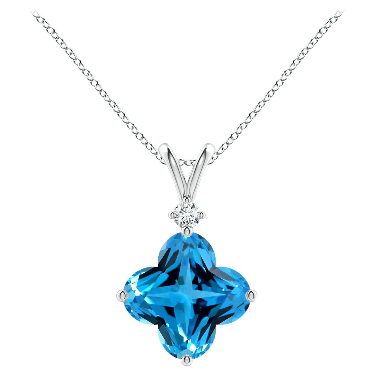 Angara Pendentif en or massif 14K avec topaze bleue suisse certifiée GIA 5.99 ct Naturel