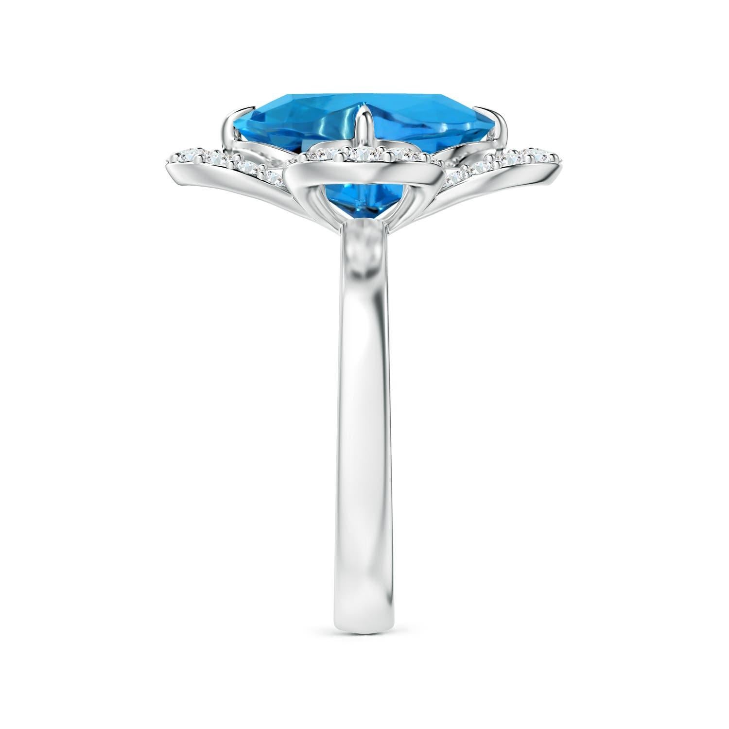 Anello aureolato con Topazio Blu Svizzero di Angara Nature certificato GIA da 5,99 carati in oro massiccio 14K In condizioni Nuovo in vendita a Los Angeles, CA