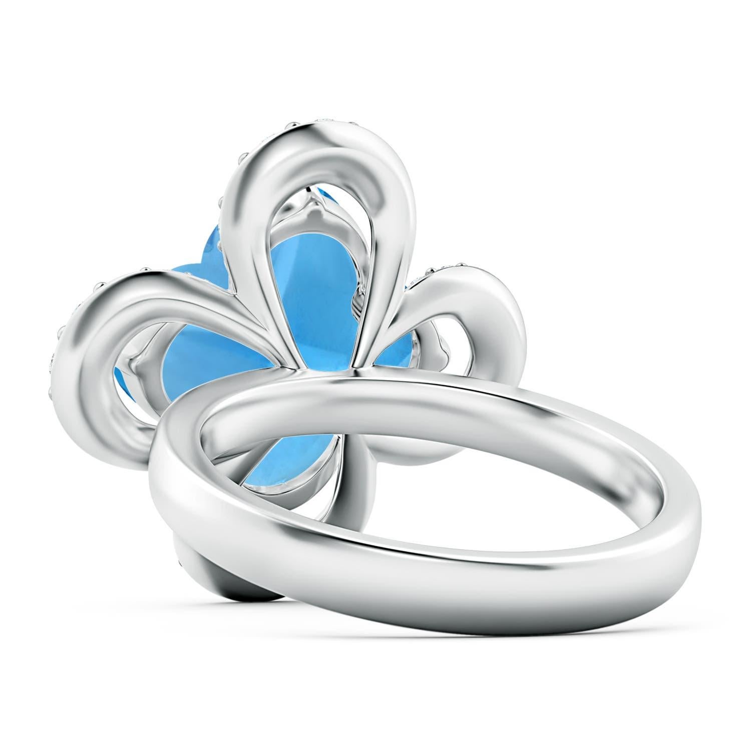 Donna Anello aureolato con Topazio Blu Svizzero di Angara Nature certificato GIA da 5,99 carati in oro massiccio 14K in vendita