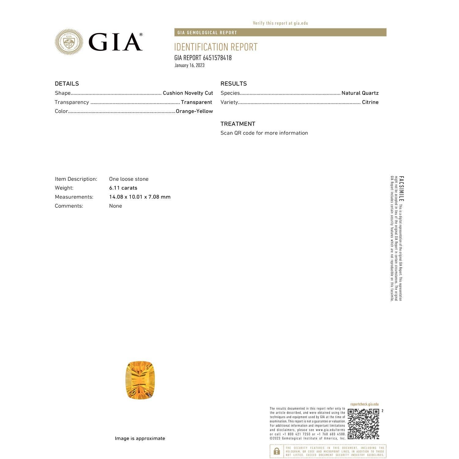 Moderne Angara Bague en or massif 14K avec citrine naturelle certifiée GIA de 6,11ct et diamants en vente